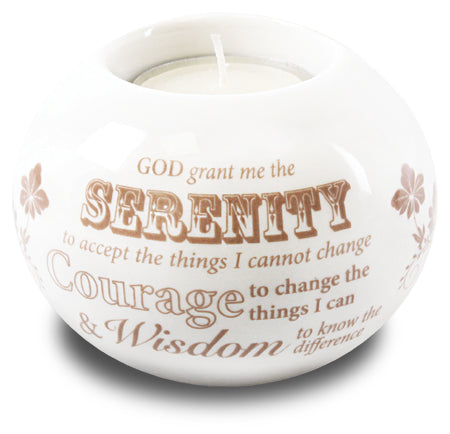 Serenity Prayer - White Porcelain Tea Light Holder-Tea Light Holder-Serenity Gifts