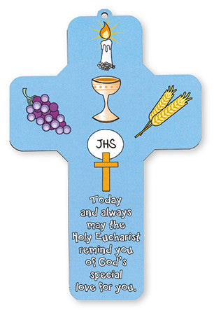 First Holy Communion Blue Wood Cross-Cross-Serenity Gifts