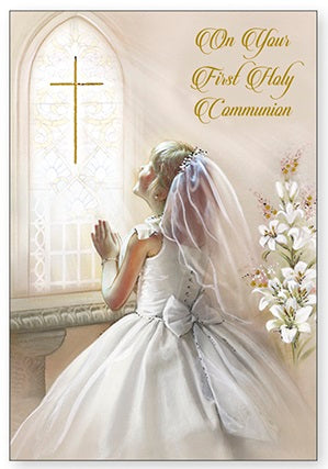 Greeting Card Holy Communion - Praying Girl-Greeting Card-Serenity Gifts