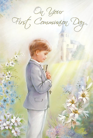 Greeting Card Holy Communion Church Garden - Boy-Greeting Card-Serenity Gifts