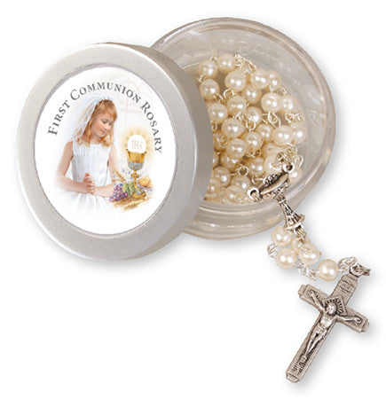 First Holy Communion Rosary - Imitation Pearl in Case-Holy Communion-Serenity Gifts