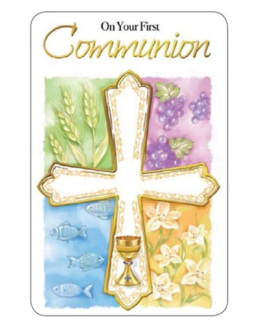 First Holy Communion Prayer Card - Symbolic-Communion Greeting Card-Serenity Gifts
