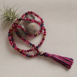 Handmade Mala Beads - Pink / Red Banded Agate and Faceted Lapis Lazuli-Mala Beads-Serenity Gifts