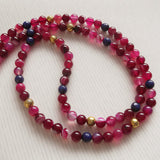 Handmade Mala Beads - Pink / Red Banded Agate and Faceted Lapis Lazuli-Mala Beads-Serenity Gifts