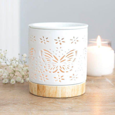 Ceramic Oil Burner - Matte Ceramic -Butterfly-Oil Burner-Serenity Gifts