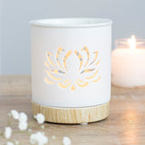 Ceramic Oil Burner - Matte Ceramic -White Lotus-Oil Burner-Serenity Gifts