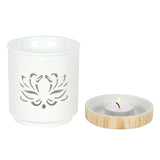 Ceramic Oil Burner - Matte Ceramic -White Lotus-Oil Burner-Serenity Gifts
