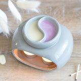 Double Ceramic Oil Burner - Grey-Oil Burner-Serenity Gifts