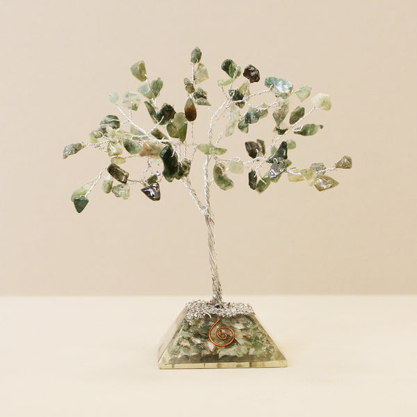 Gemstone Tree with Orgonite Base - 80 Stone - Moss Agate-Crystal Gemstone-Serenity Gifts