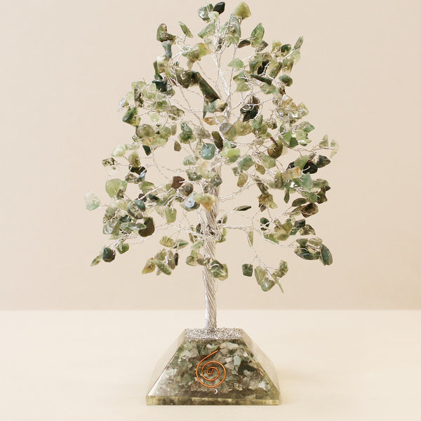 Gemstone Tree with Orgonite Base - 320 Stone - Moss Agate-Crystal Gemstone-Serenity Gifts