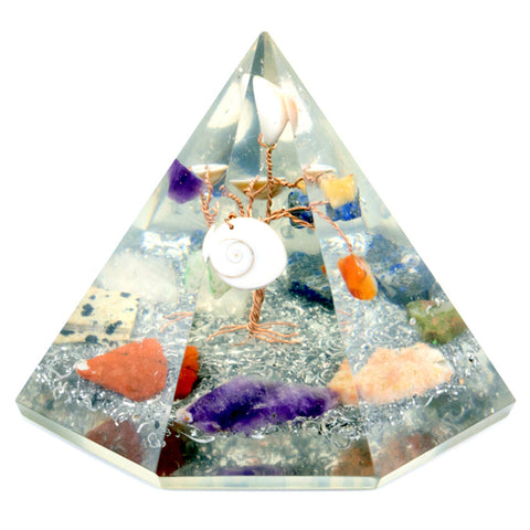 Orgonite 7 sided Pyramid - Gemstone Wisdom Tree - 90mm-Orgonite-Serenity Gifts
