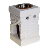 Indonesian Sandstone Oil Burner - Carved Leaf-Oil Burner-Serenity Gifts