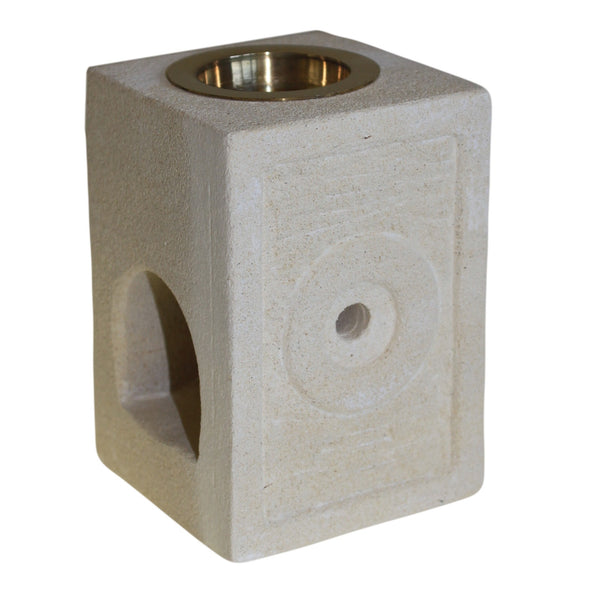Indonesian Sandstone Oil Burner - Square Moorish-Oil Burner-Serenity Gifts