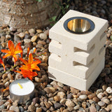 Indonesian Sandstone Oil Burner - Abstract Cuts-Oil Burner-Serenity Gifts