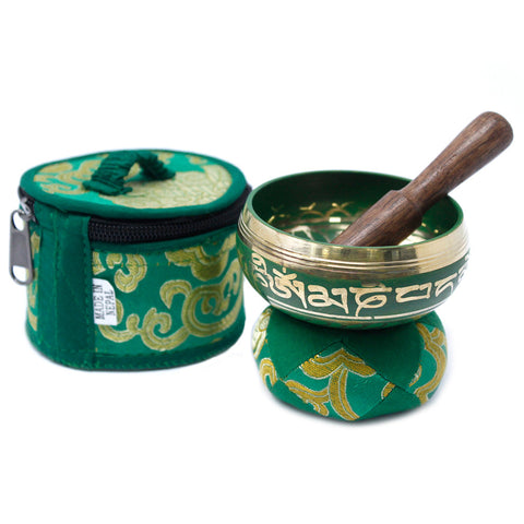 Mini Singing Bowl Set - Green-Tibetan Singing Bowl-Serenity Gifts