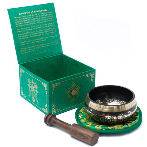 Singing Bowl Set - Green Tara-Tibetan Singing Bowl-Serenity Gifts