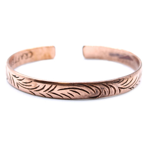 Copper Tibetan Bracelet - Slim Tribal Swirls-Tibetan Bracelet-Serenity Gifts