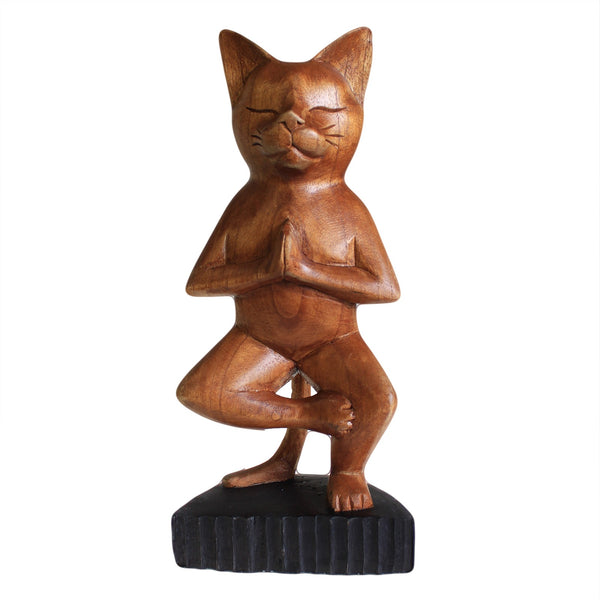 Handcarved Yoga Cats - One Leg-Yoga figurine-Serenity Gifts