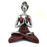 Yoga Lady Figure - Silver & Bordeaux 24cm-Yoga figurine-Serenity Gifts
