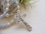 Baby Handmade First Rosary - Swarovski Blue Pearl-Jewellery-Serenity Gifts