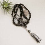 Handmade Mala Beads - Rudraksha and Spider Web Jasper-Mala Beads-Serenity Gifts
