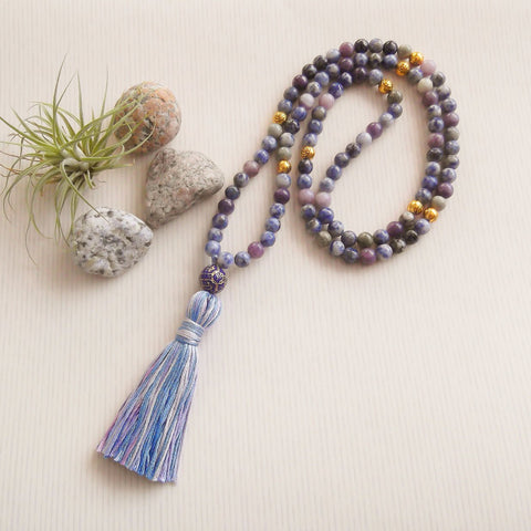 Handmade Mala Beads - Blue Spot Jasper-Mala Beads-Serenity Gifts