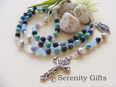 Handmade Rosary Bluegrass Jasper - Miraculous-Jewellery-Serenity Gifts