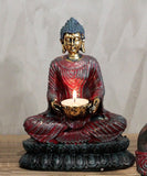 Antique Buddha Tea Light Candle Holder - Red-Tea Light Holder-Serenity Gifts