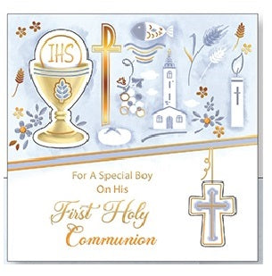 Greeting Card Handcrafted - Special Boy First Communion-Communion Greeting Card-Serenity Gifts