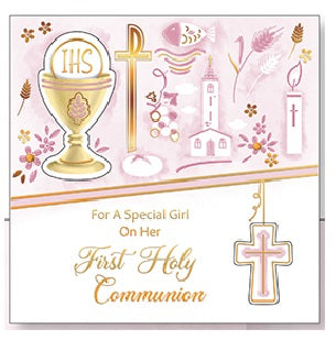 Greeting Card Handcrafted - Special Girl First Communion-Communion Greeting Card-Serenity Gifts