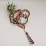 Handmade Mala Beads - Rudraksha and 5 Buddha Colour Beads-Mala Beads-Serenity Gifts