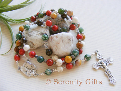 Handmade Rosary - Red Coral Mookaite-Rosary Beads-Serenity Gifts