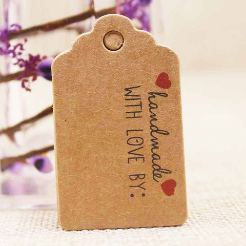Handmade With Love By: - Brown Label Tags-Handmade Tags-Serenity Gifts