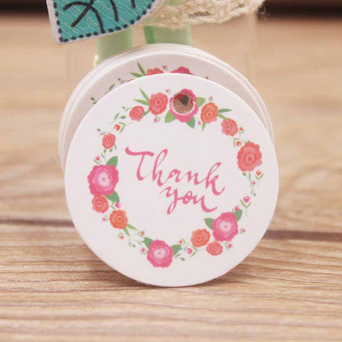 Thank You Round White Label Tag - Floral-Thank You Stickers-Serenity Gifts