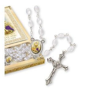 First Holy Communion Rosary Gift Set - Imitation Pearl and Booklet-Rosary Beads-Serenity Gifts