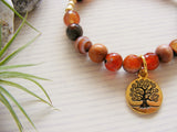 Dream Agate and Rosewood Energy Bracelet - Gold Tree of Life-Jewellery-Serenity Gifts