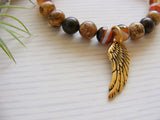 Gemstone Stretch Bracelet - Orange Sacral Chakra Angel Wing-Jewellery-Serenity Gifts