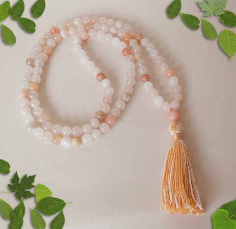 Handmade Mala Beads - Peach Aventurine and Sunstone-Mala Beads-Serenity Gifts
