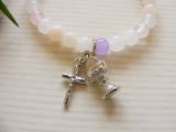 First Communion Handmade Bracelet - White Rose Quartz-Holy Communion-Serenity Gifts