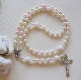 First Communion Handmade Rosary - Swarovski Pink Pearl-Jewellery-Serenity Gifts