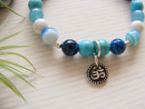 Blue Agate and Turquoise Stretch Bracelet - Om-Jewellery-Serenity Gifts