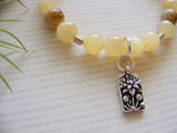 Gemstone Stretch Bracelet - Silver Lotus Yellow Solar Plexus Chakra-Chakra Gifts-Serenity Gifts