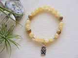 Gemstone Stretch Bracelet - Silver Lotus Yellow Solar Plexus Chakra-Chakra Gifts-Serenity Gifts
